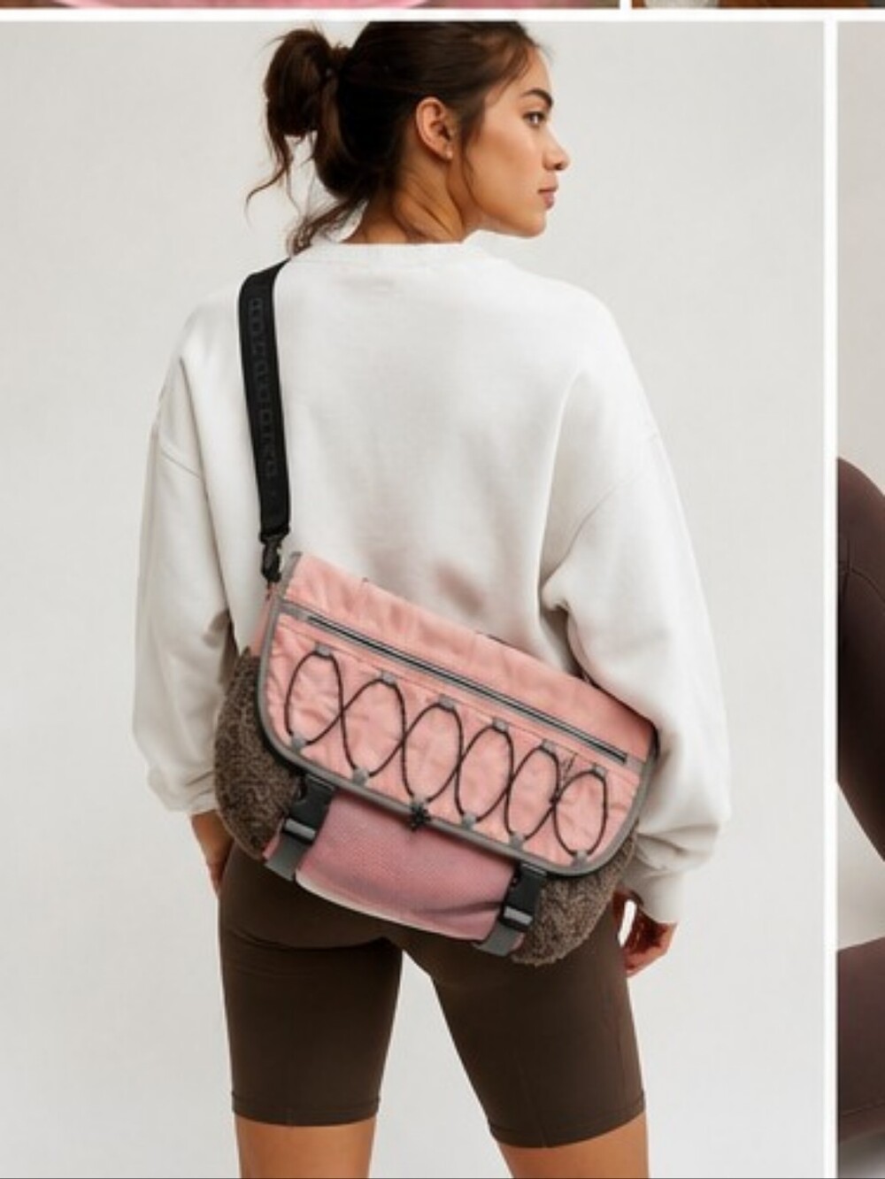 FP Movement by Free People Pink Sherpa-Trim Crossbody Messenger NWT